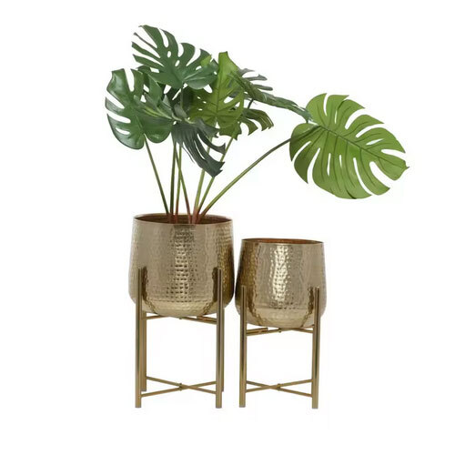 Modern Design Stylish Round Shape Metal Planters With Stable Base Material For Gift Item & Home Decor For Exports Selling - Color: Golden