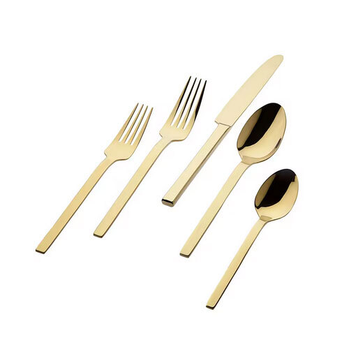 Stainless Steel 304 Cutlery Set Mirror Finished Flatware Spoon Fork Kitchenware Dining Serving Set - Color: Golden