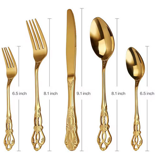 Vintage Wedding Luxury Stainless Steel Flatware Set With Shiny Polished Brass - Color: Golden