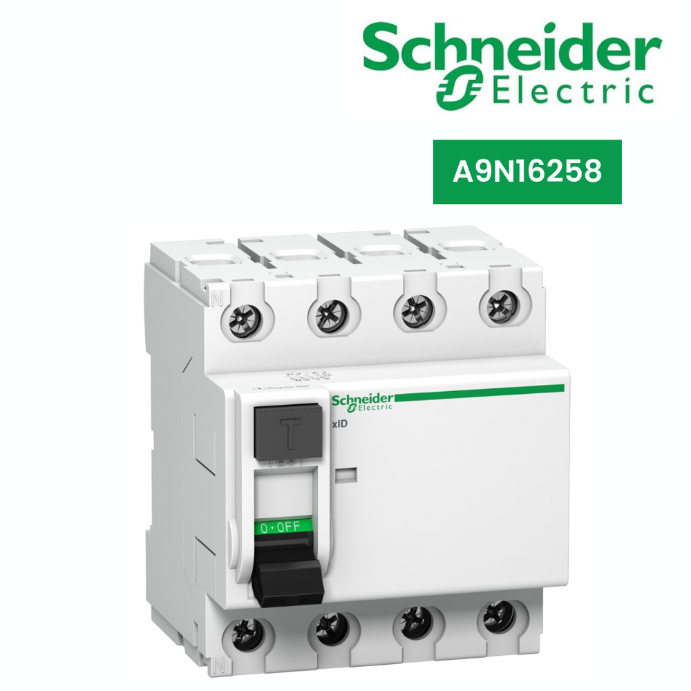 A9N16258-Acti 9 xID residual circuit breaker - 63 A - 4P - 30mA class AC instantaneous