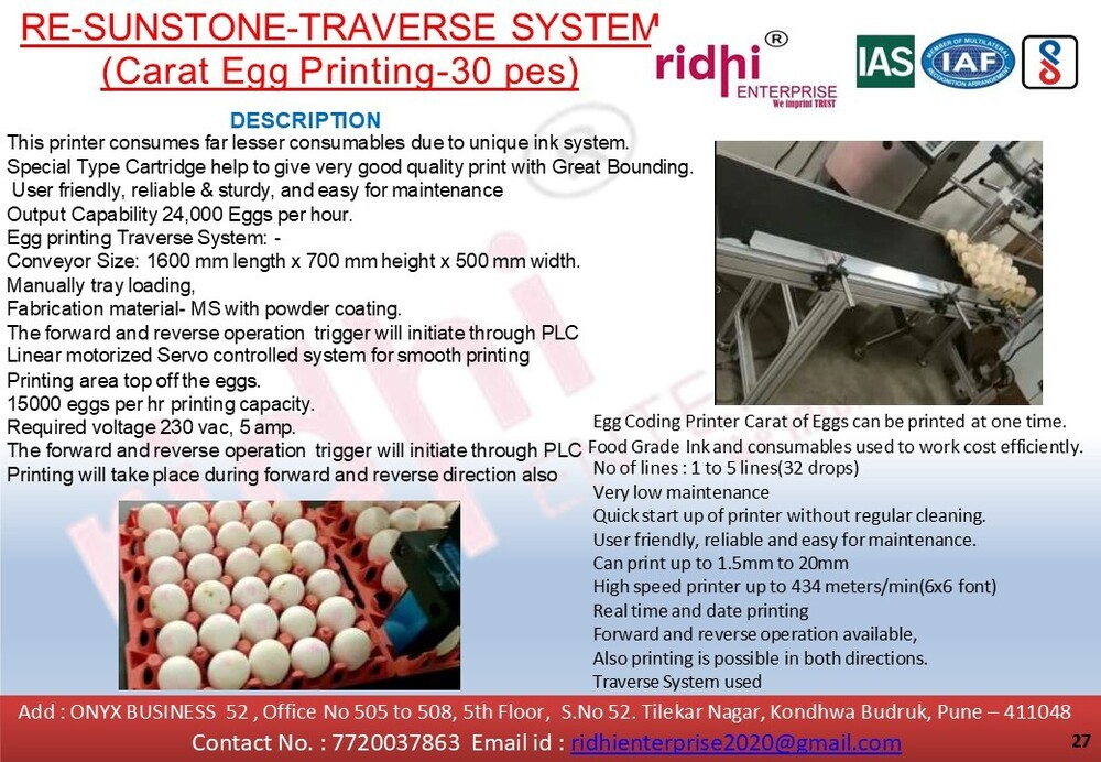 Ridhi Egg Stamping-coding Machine - Color: Black