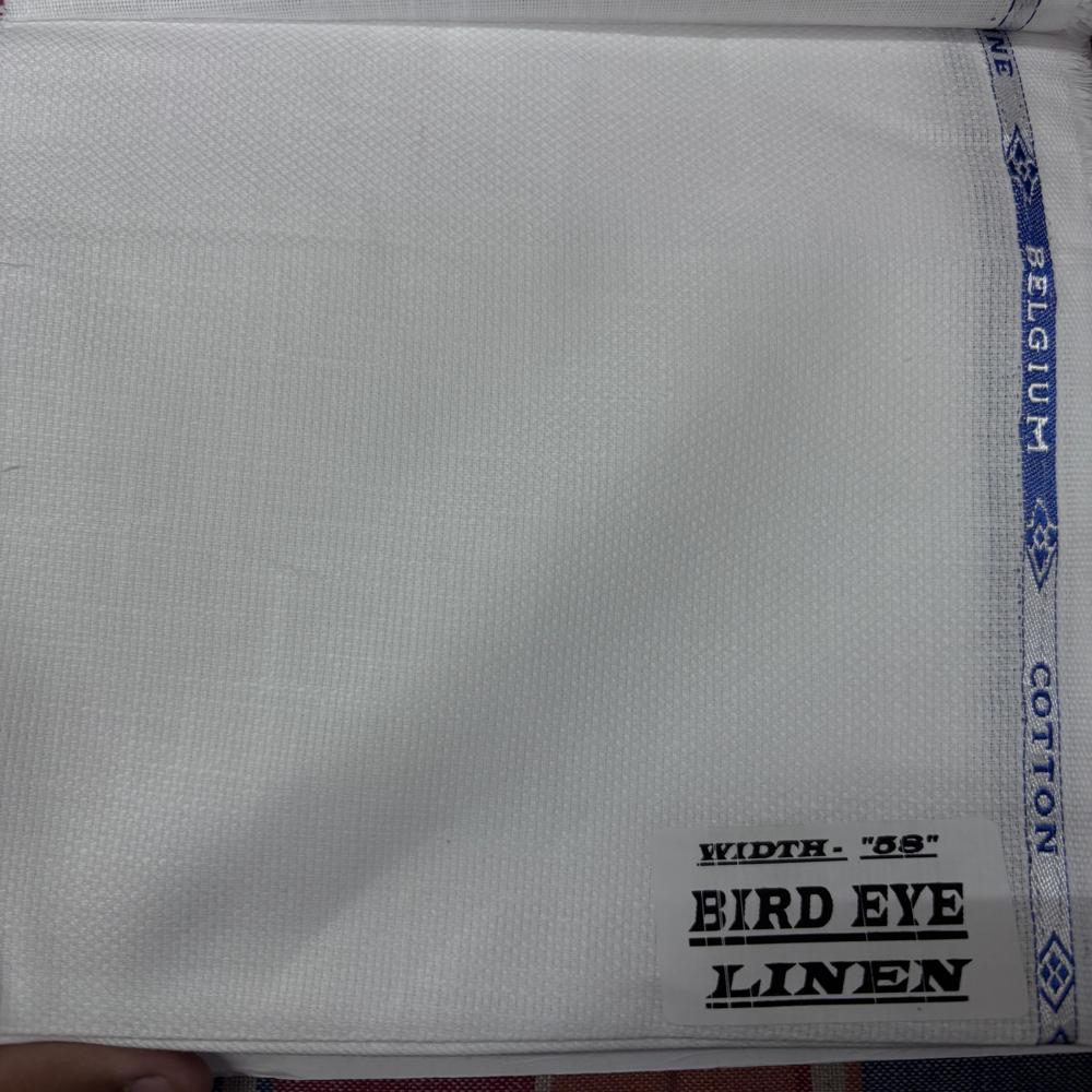 Bird Eye Linen Fabric - Color: White