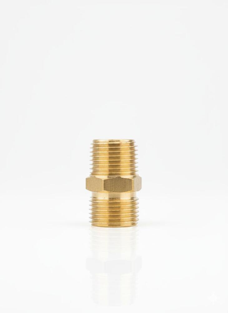 Male Threaded Brass Hex Nipple - Color: Golden