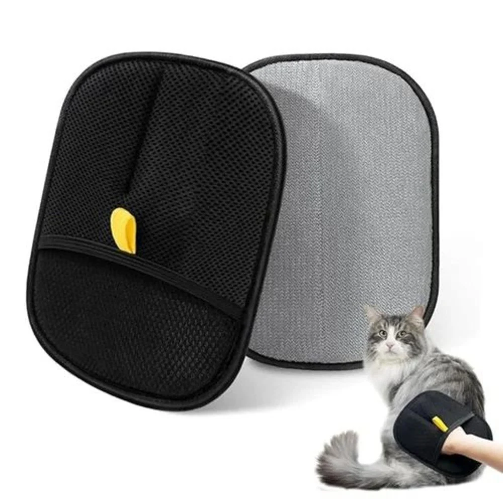 Pet Hair Removal Gloves Cat Dog Hair Remover Glove Pet Fur And Lint Remover - Color: Black