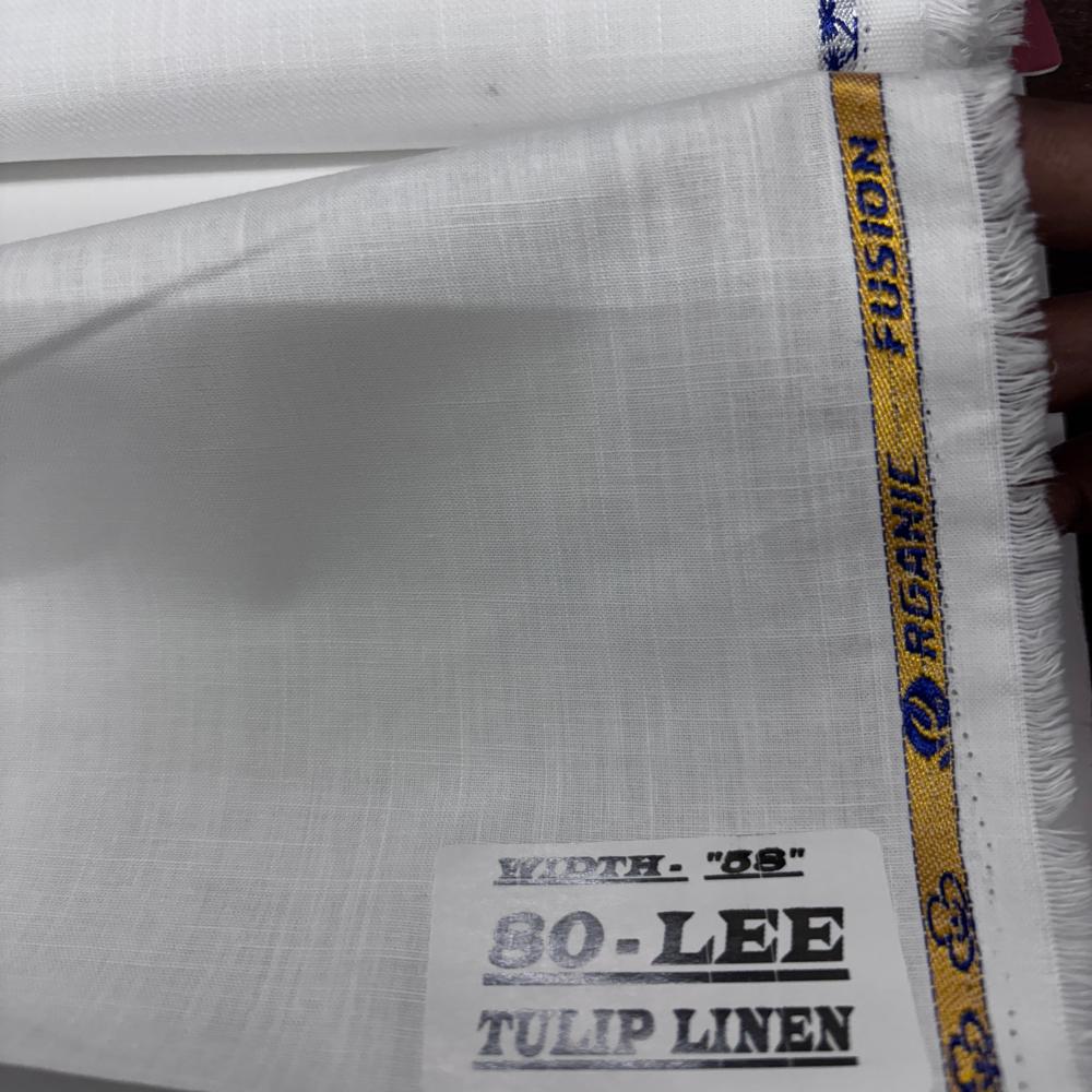 80 Lee Tulip Linen Cotton Fabric - Color: White