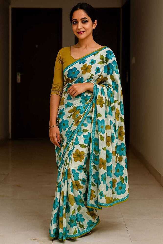 Cotton Saree - Reniyal Fabric, 7/8 Design, White Blouse, 5.5+ Pic Collection | Minimum 100 For Order, Elegant And Versatile Women's Wear