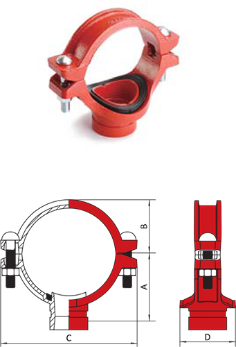 Xgqt04G Mechanical Tee Grooved Outlet - Color: Red