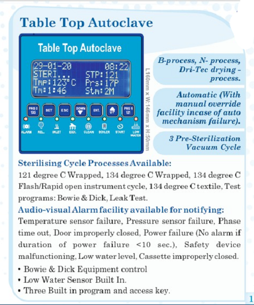 Table Top Autoclave Controller - Dimension (L*W*H): 16*14.6*5 Centimeter (Cm)