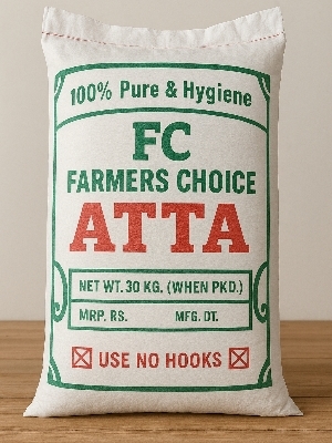 30Kg Fc Farmers Choice Atta , Pure Atta For Soft Rotis And A Healthy Heart. - Color: White