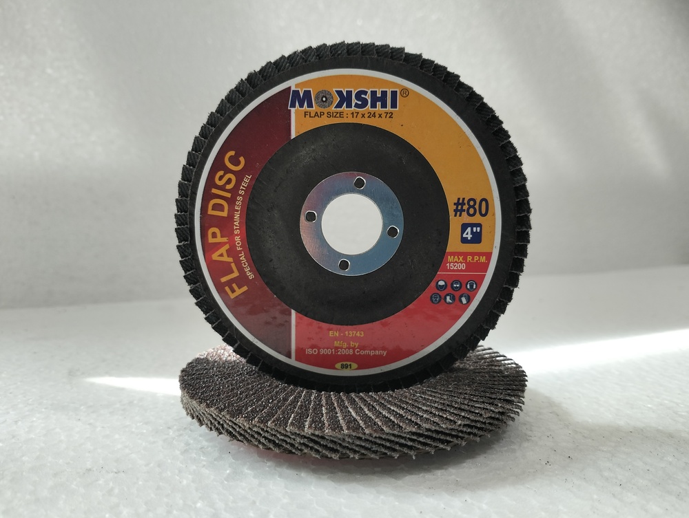 Fiber Flap Disc - Grits 60, 80, 120, Sizes 4" & 5" | Round Shape, Black Color, Industrial Usage, 5 Inch Diameter