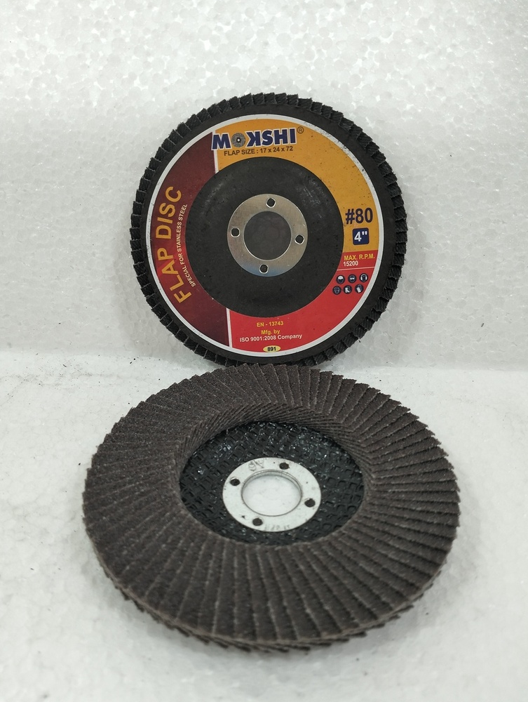 Fiber Flap Disc - Grits 60, 80, 120, Sizes 4" & 5" | Round Shape, Black Color, Industrial Usage, 5 Inch Diameter