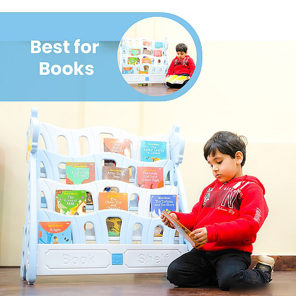 Sky Blue Book Shelf Storage Organiser For Kid - Assembly: No Assembly Required