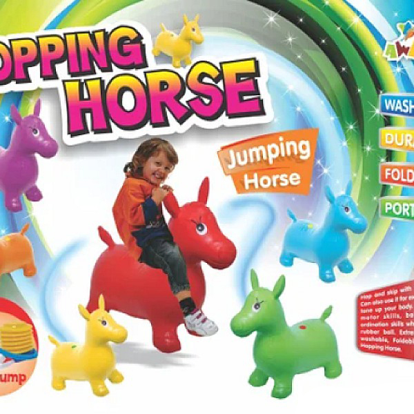 Plastic Hopping Horse - Color: Red