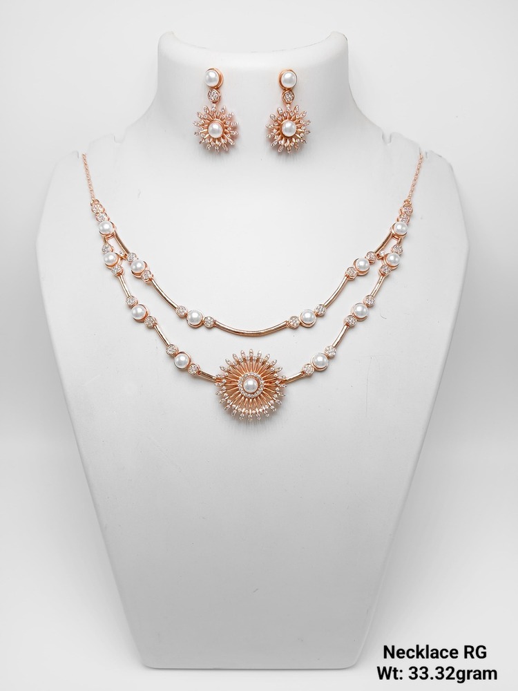 92.5 Silver Necklace Set Rose Gold