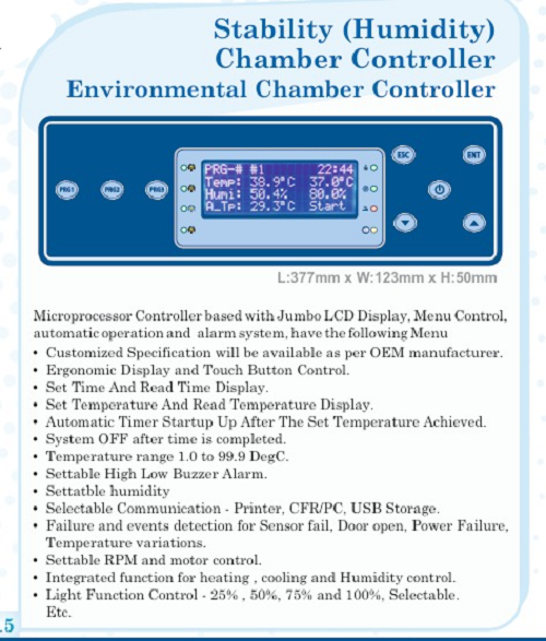 Stability (Humidity) Chamber Controller Environmental Chamber Controller - Dimension (L*W*H): 37.7*12.3*5 Centimeter (Cm)