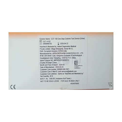Abon Cot 100 One Step Cotinine Test Device - Color: Various Available