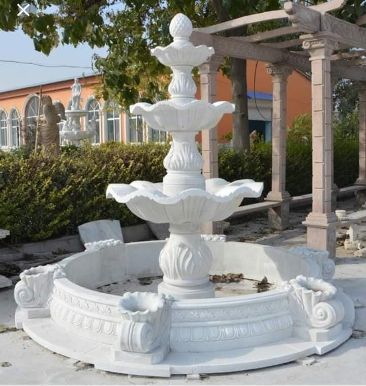 White Marble Water Fountain - Feature: Weatherproof