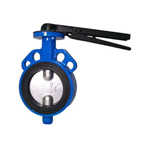 Ss 304 Ci Body Lever Operated Flap Butterfly Valve - Color: Blue