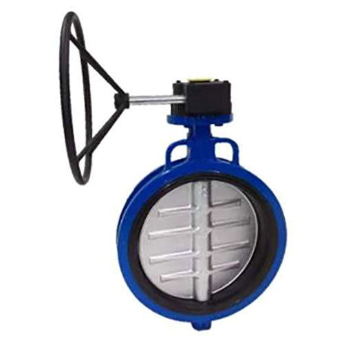 Ss 304 Ci Body Gear Box Operated Flap Butterfly Valve - Color: Blue