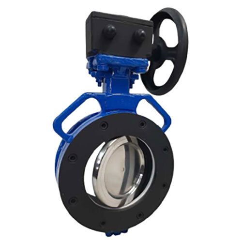 Ss 304 Cs Body Gear Box Operated Flap Butterfly Valve - Color: Blue