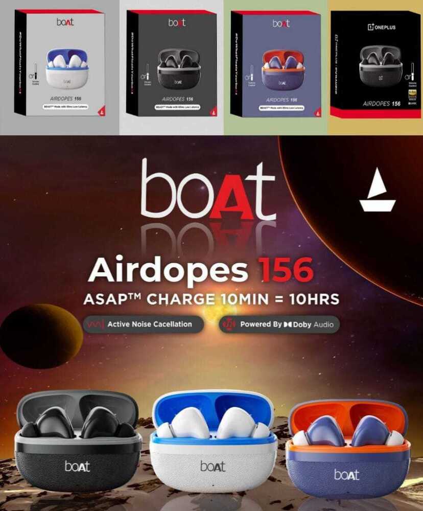 Boat 156 Airdopes - High-Quality Plastic, Ergonomic Design, Sleek Black Finish | Bulk Order Only, Cash on Delivery Available, Mobile Accessories Manufacturer