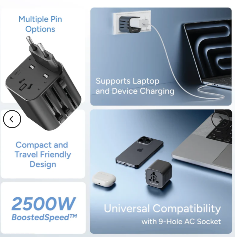 Ata-03 2500w International Travel Socket - Features: Easy To Use