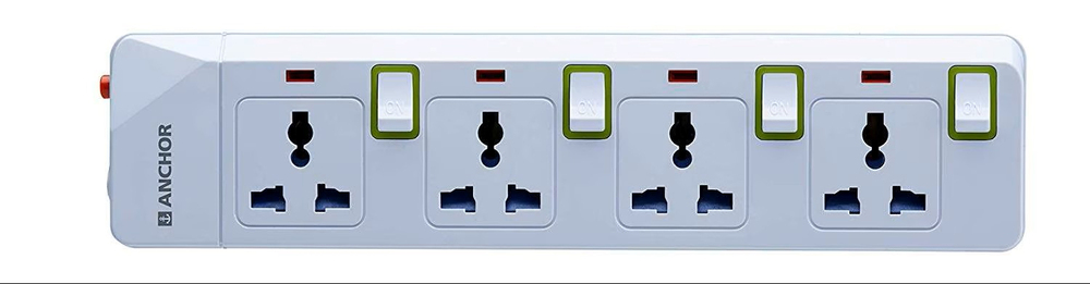 Anchor 10A 4 Socket + 4 Switch Spike Guard - Application: Industrial
