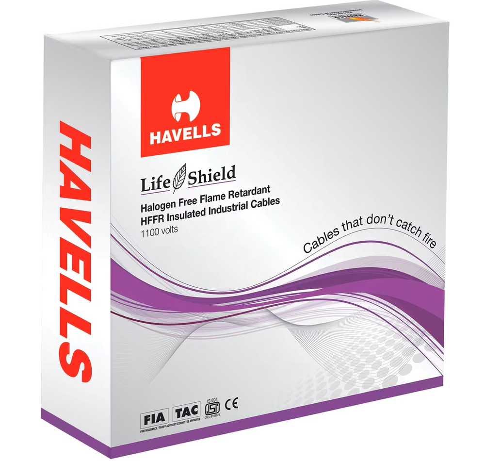 Havells 90 Meter Halogen Free Flame Retardant Cable Green [Whffznga12X5] - Application: Industrial