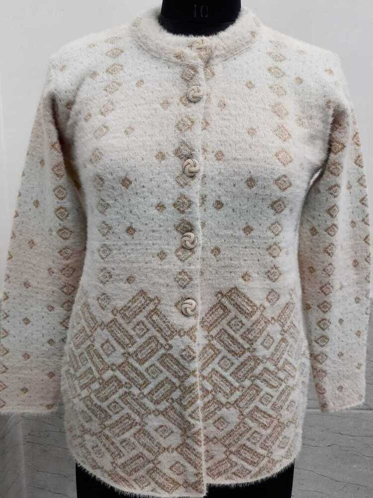 Ladies Woolen Cardigan - Color: White