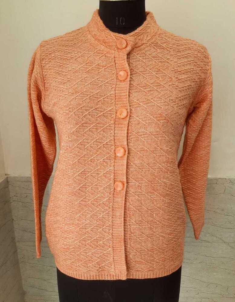 Ladies Orange Cardigan - Fabric Type: Wool
