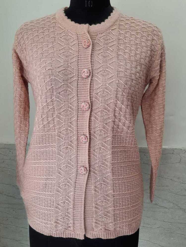 Ladies Baby Pink Cardigan - Fabric Type: Wool
