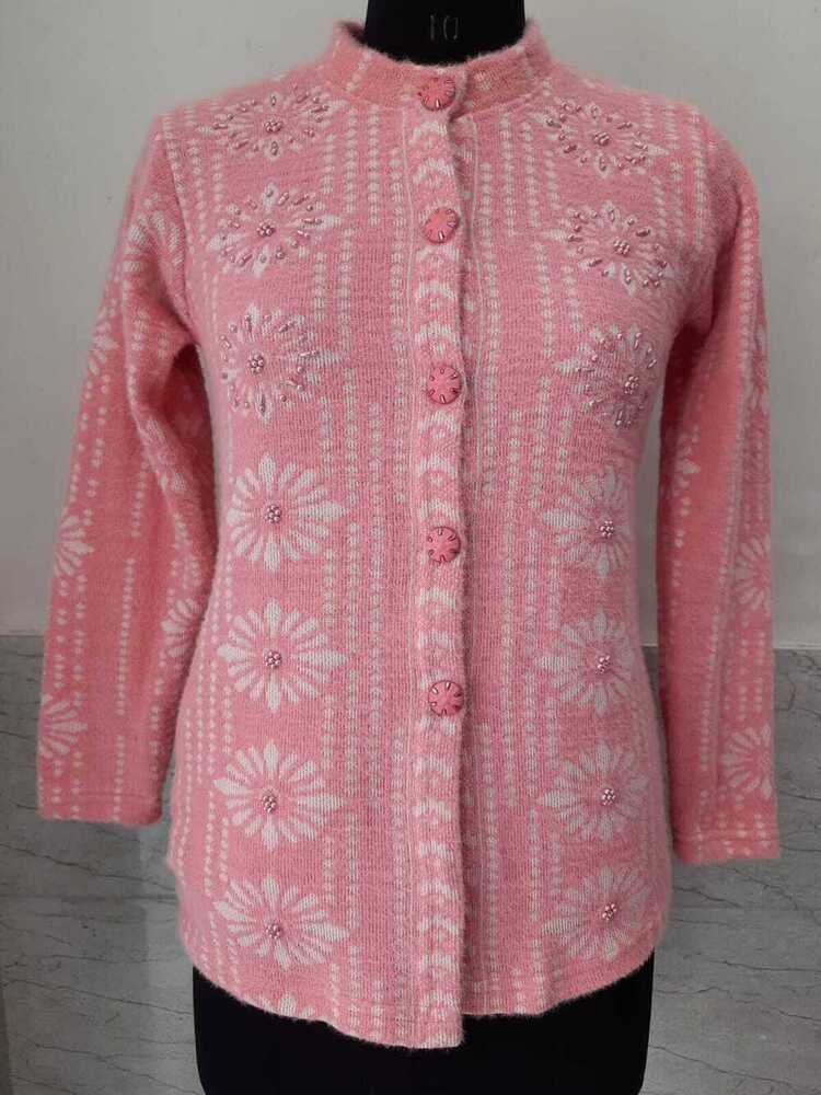 Ladies Dark Pink Cardigan - Design: Plain