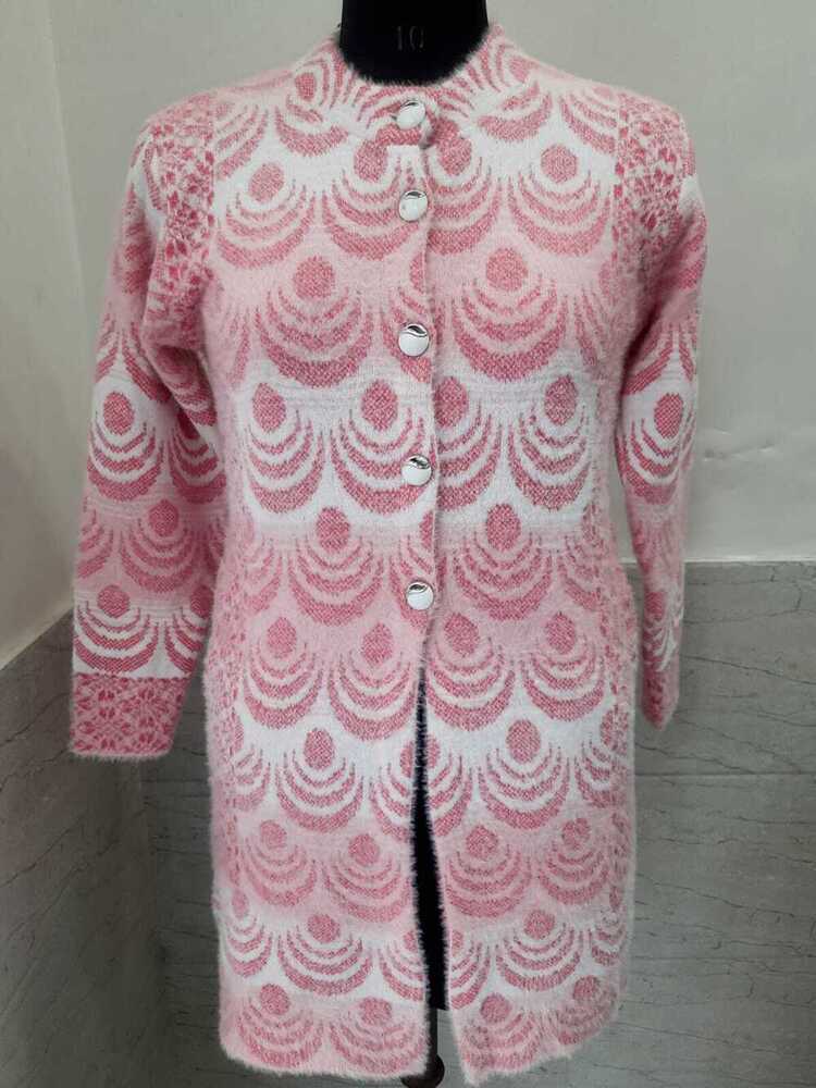 Long Pink Cardigan - Design: Plain