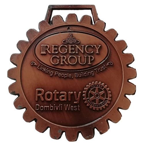 Rotary Medal - Zinc Alloy, 2.5-Inch Diameter, Various Colors | Smooth Finish, Antique Imitation Style, Sports-Themed Logo