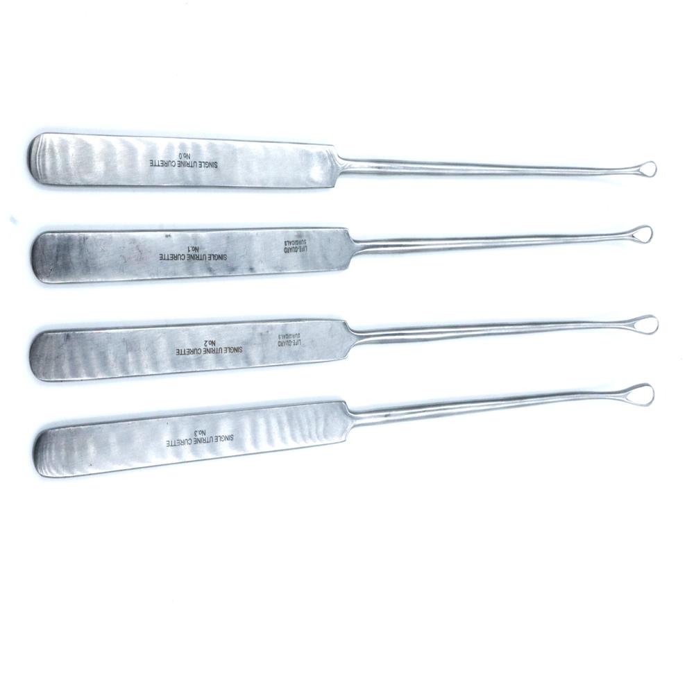Single Curette Set No. 0 1 2 3 - Stainless Steel Standard Size Silver | Manual Operation Ergonomic Handles Polished Finish Autoclavable