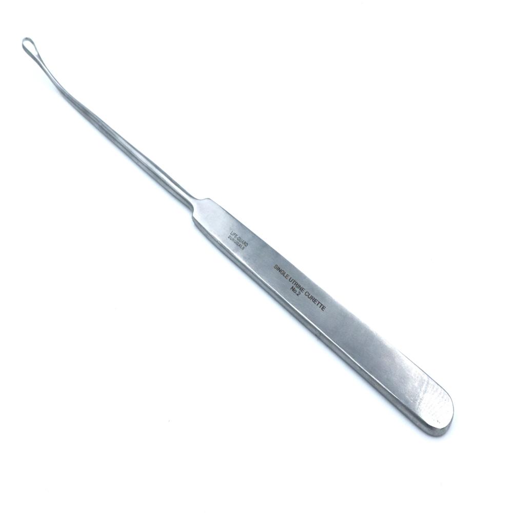 Single Curette No. 2 - Stainless Steel, 3.6 Mm Working Tip , Silver Polished Finish, Ergonomic Handle, Portable, Manual Operation