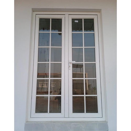 Upvc Double Openable Doors With Georgain Bar - Color: White