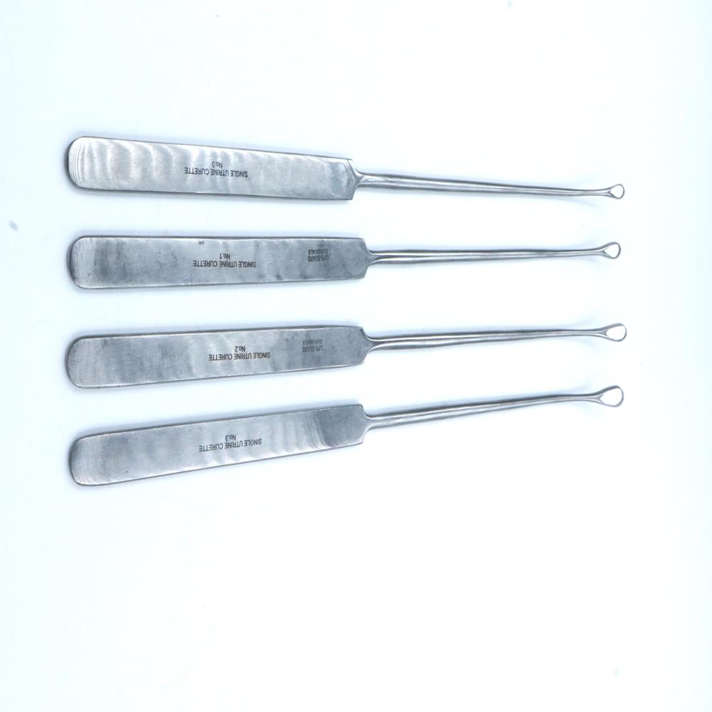 Single Curette Set No. 0, 1, 2, 3 - Stainless Steel, Standard Size, Silver | Manual Operation, Ergonomic Handles, Polished Finish, Autoclavable