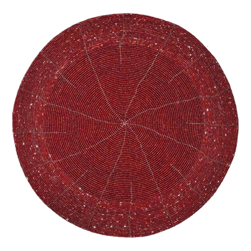 Beaded Mat - Color: Red