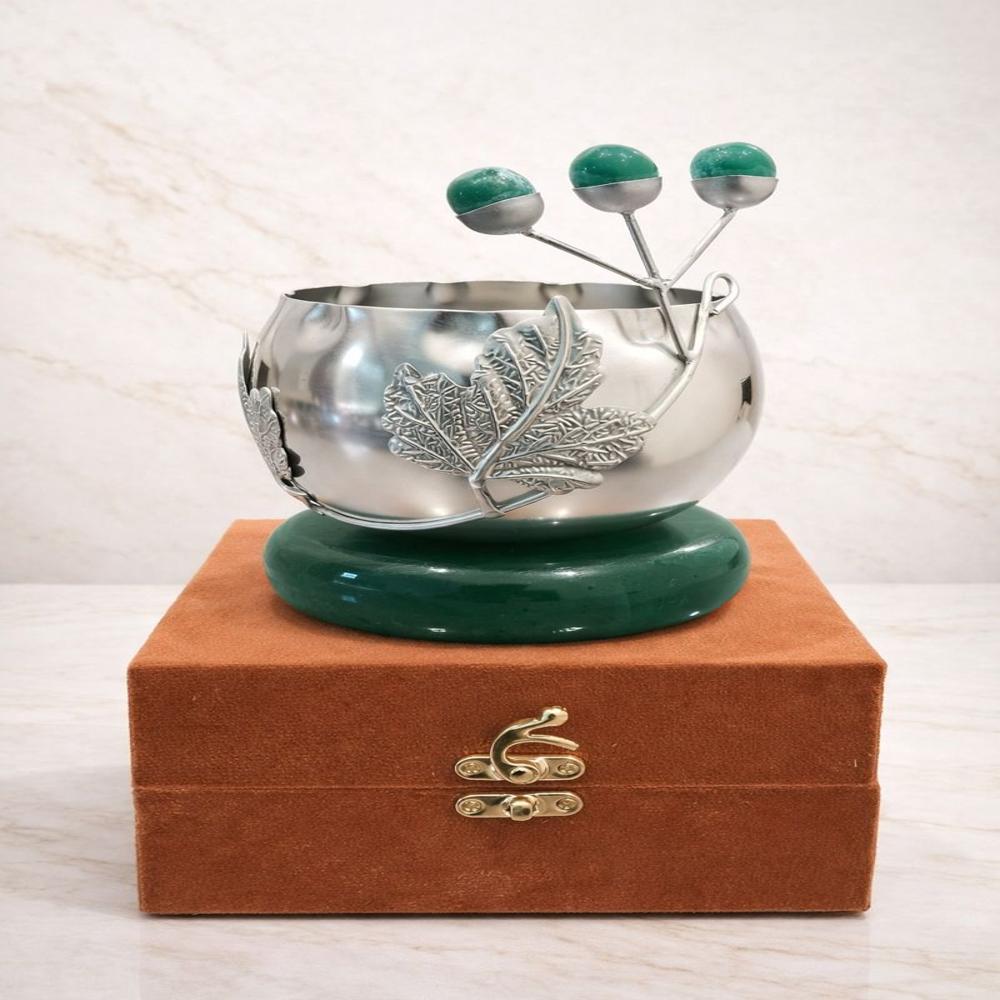 Silver Plated Dry Fruit Bowl With Cocktail Picks