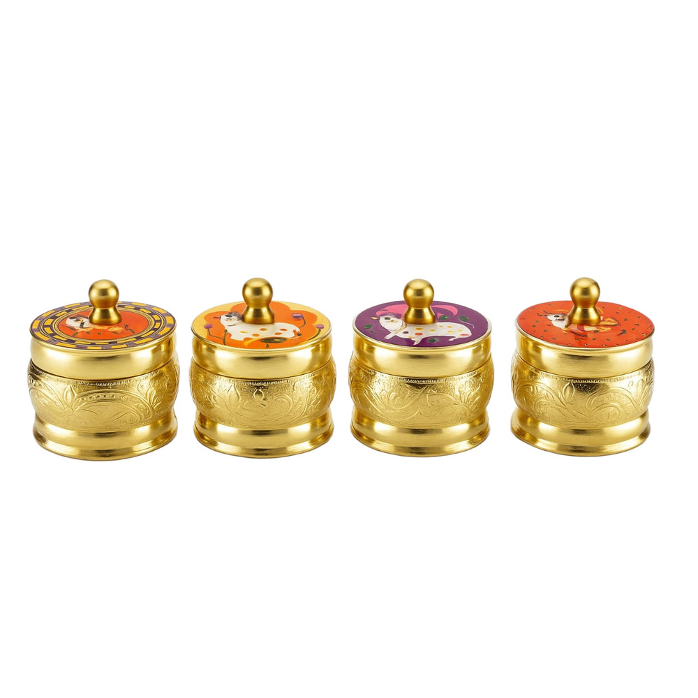Brass Sindoor Dibbi - Color: Golden
