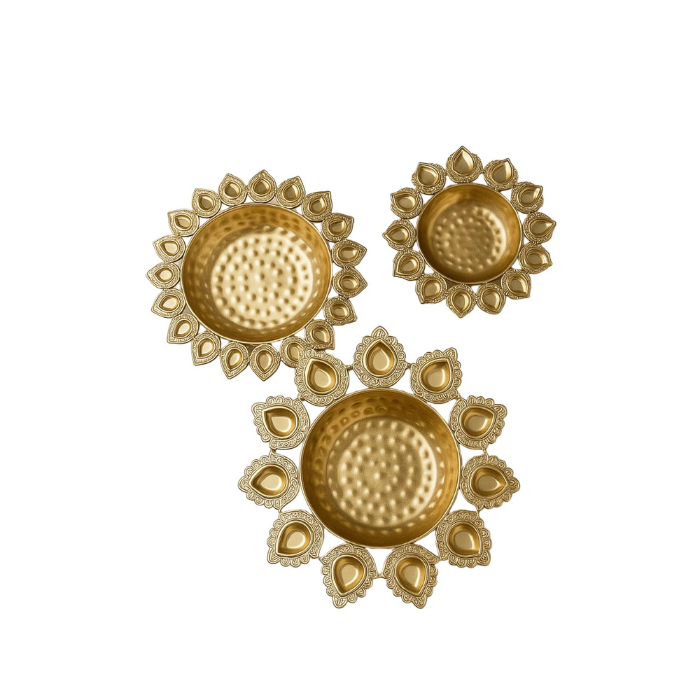 Brass Diya Urli Set - Color: Golden