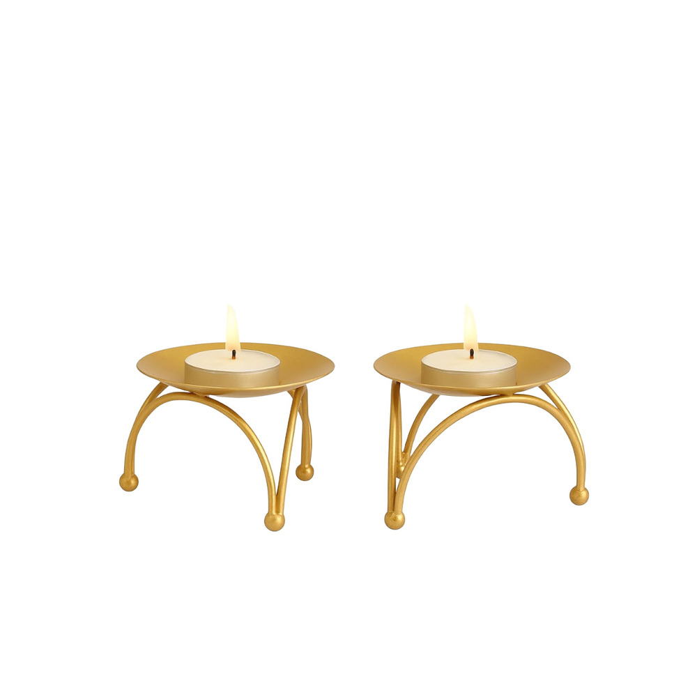 Brass Candle Stand Tealight - Color: Golden