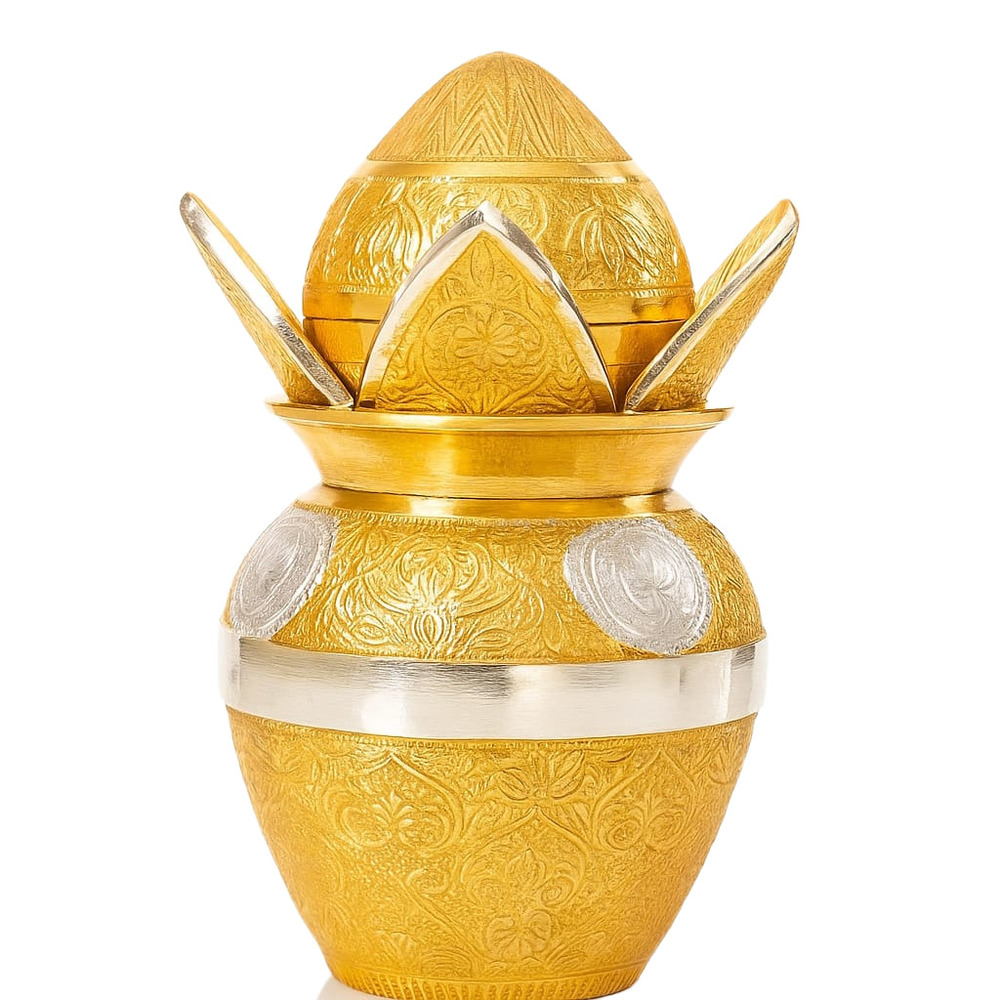 Gold And Silver Plated Kalash - Color: Golden