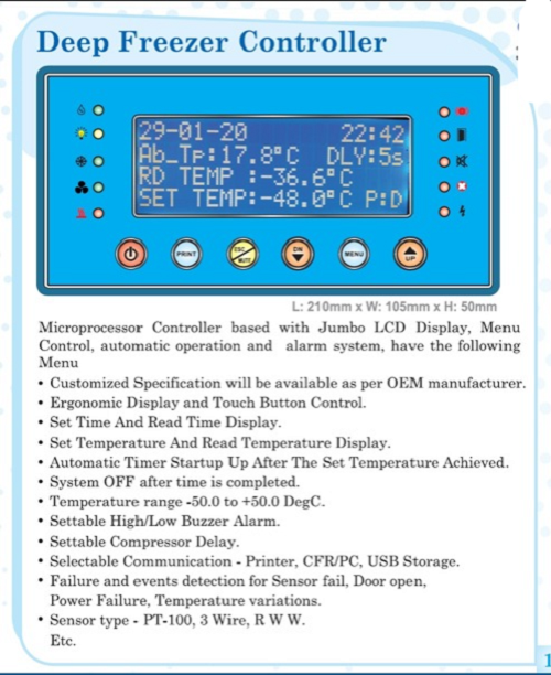 Deep Freezer Controller - Dimension (L*W*H): 210*105*50 Millimeter (Mm)