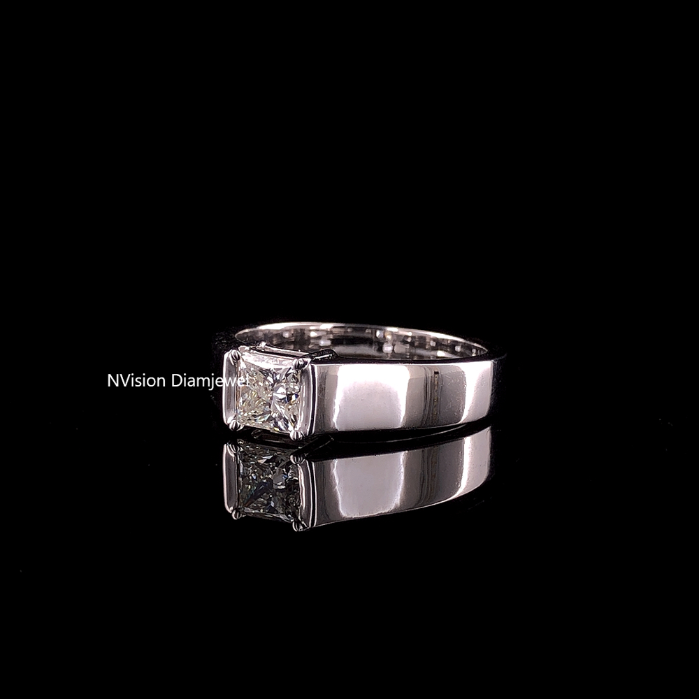 Majestic Princess Cut Mens Solitaire Natural Diamond Ring
