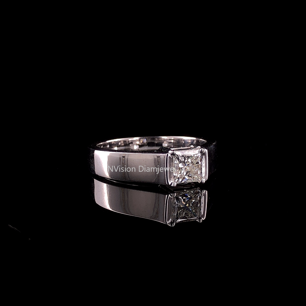 Majestic Princess Cut Mens Solitaire Natural Diamond Ring