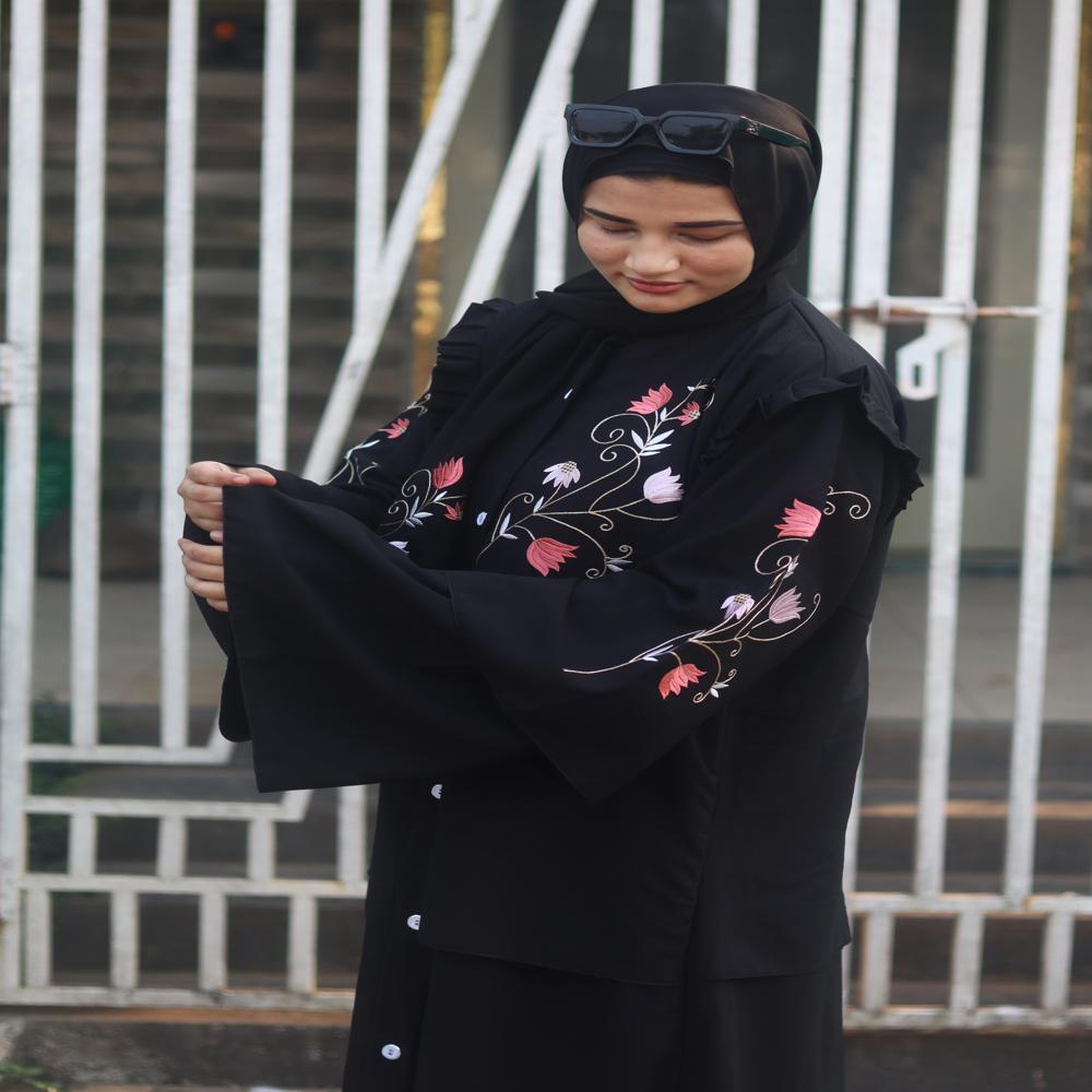 Black Abaya Embroidery Work Burqa For Women Modest Wear Stylish Dubai Abaya