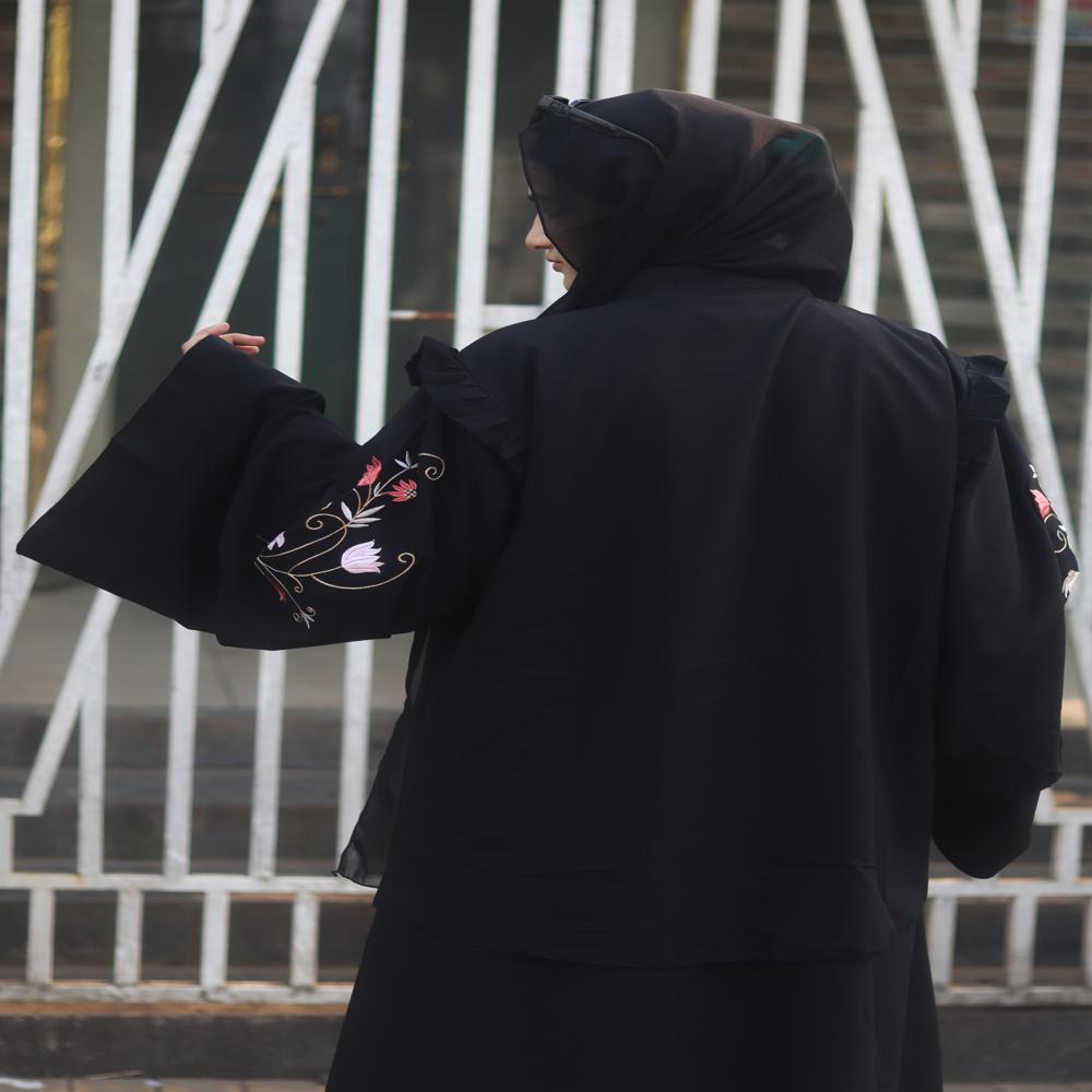 Black Abaya Embroidery Work Burqa For Women Modest Wear Stylish Dubai Abaya