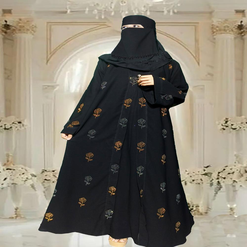 Black Abaya Stone Work For Women girls Elegant Modest Wear Stylish Dubai Burqa